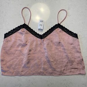 Tillys Full Tilt lace satin crop tank top (Womens Large)- NWT!!